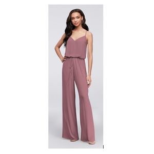 David's Bridal Flowy Wide-Leg Georgette Jumpsuit